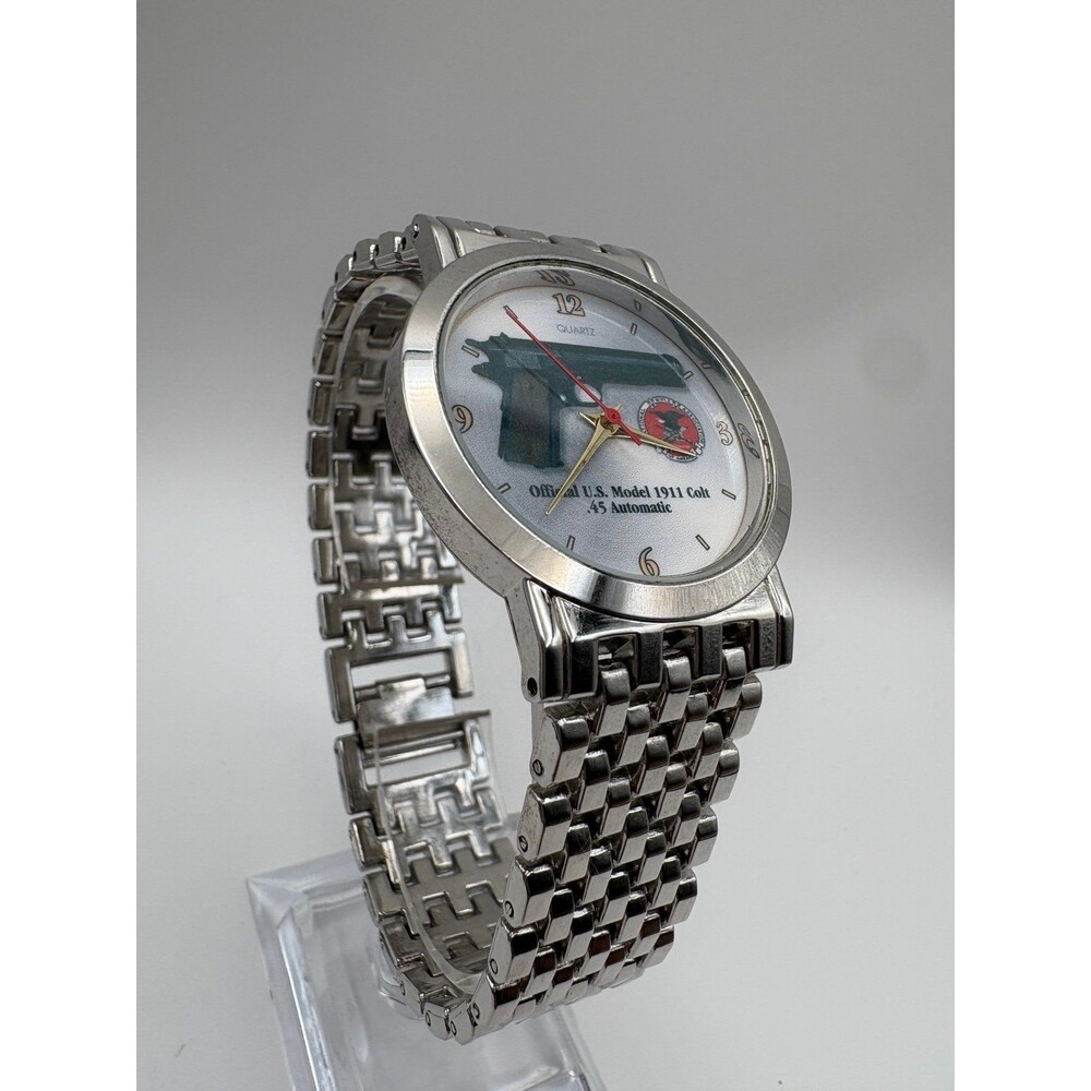 NRA Official U.S. Model 1911 Colt .45 Automatic Quartz Watch Silver-Tone